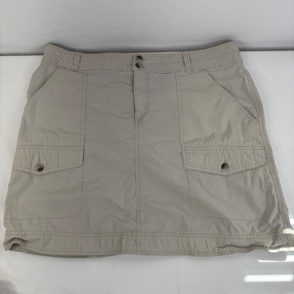 Woolrich Womens Khaki Cargo Mini Skirt Size 14‎ Cotton Stretch Utility Skirt